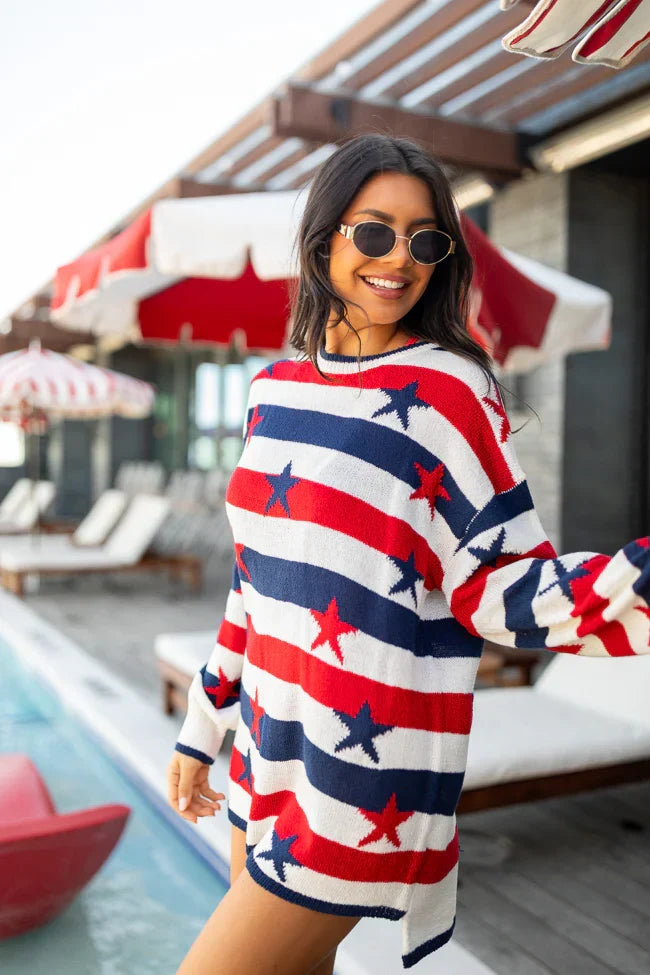 Old Glory Stars and Stripes Oversized Sweater