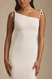 Textured Jersey Backless Maxi Dress in Ivory