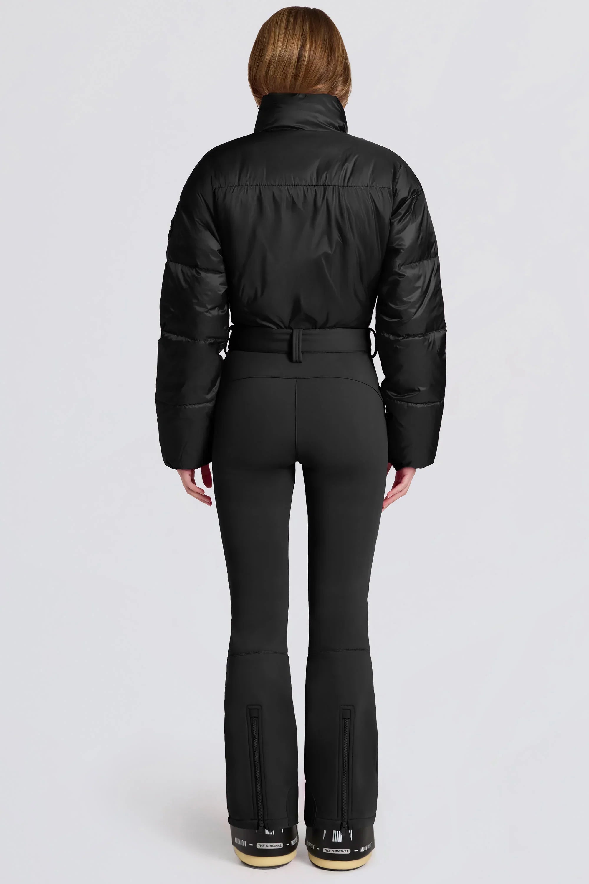 Waterproof Padded Belted Ski Suit in Black
