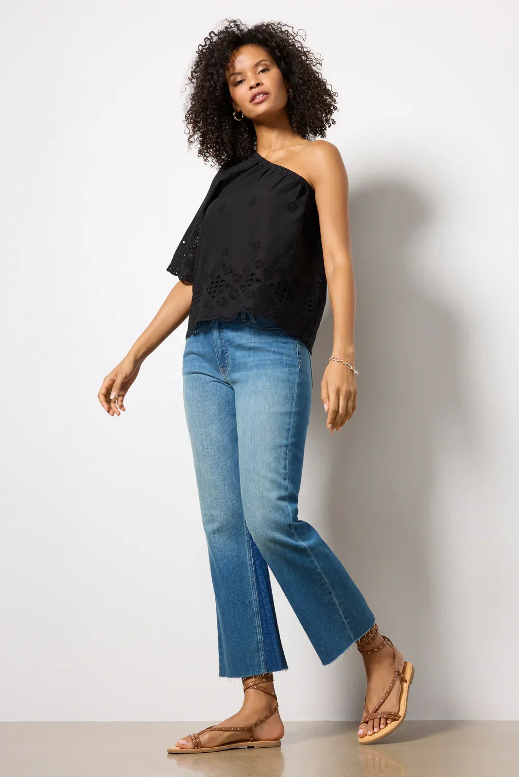 Nash Eyelet One Shoulder Top
