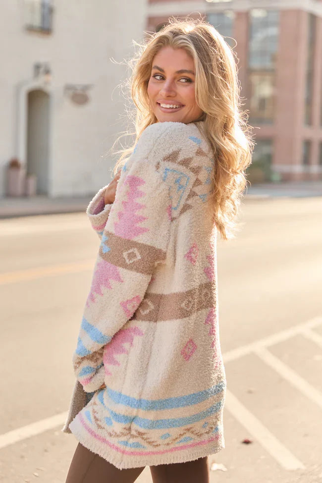 Cheyene Pastel Southwestern Print Cardigan