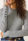 Rilo Ribbed Snap Long Sleeve Top