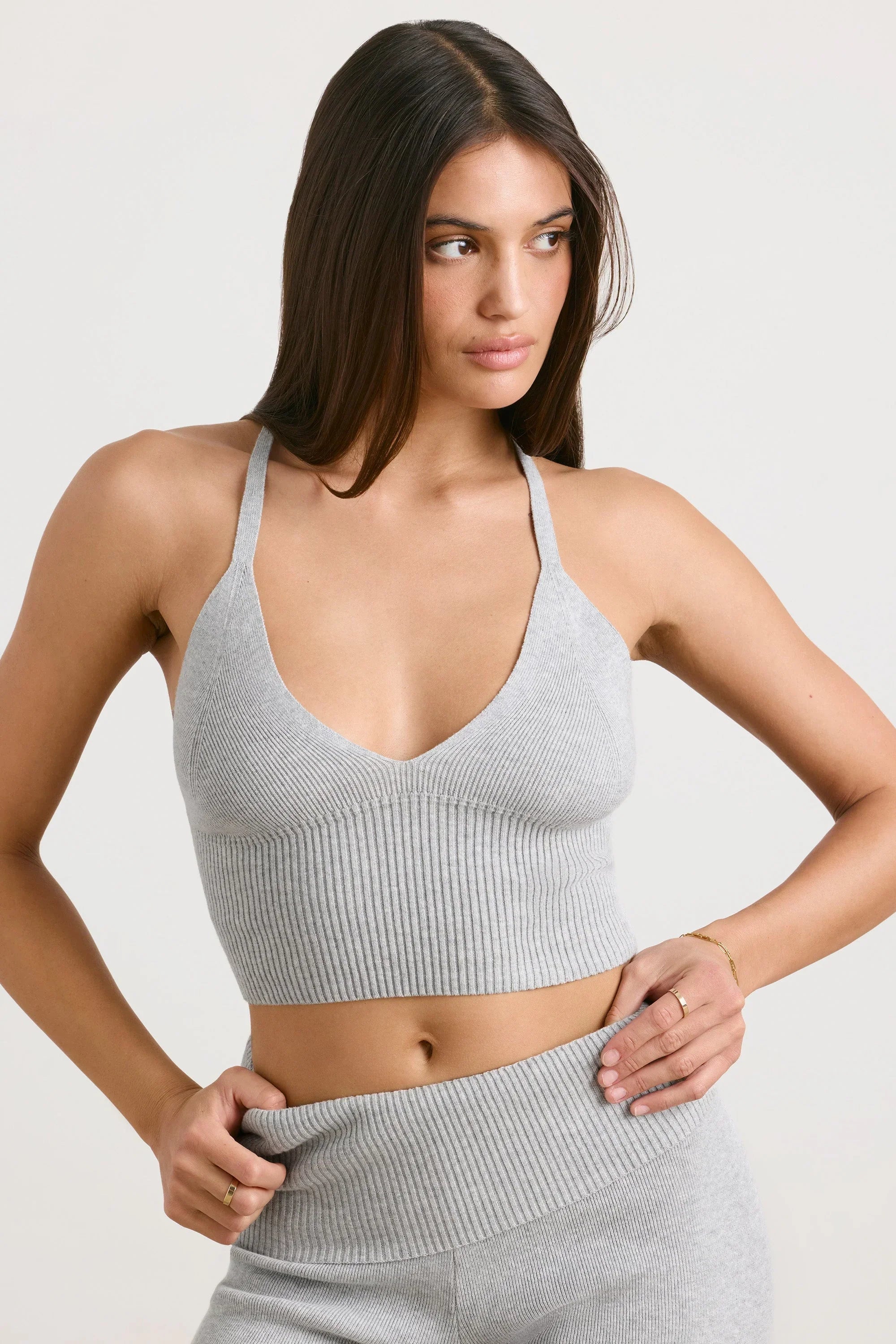 Chunky Knit Tank Top in Grey Marl