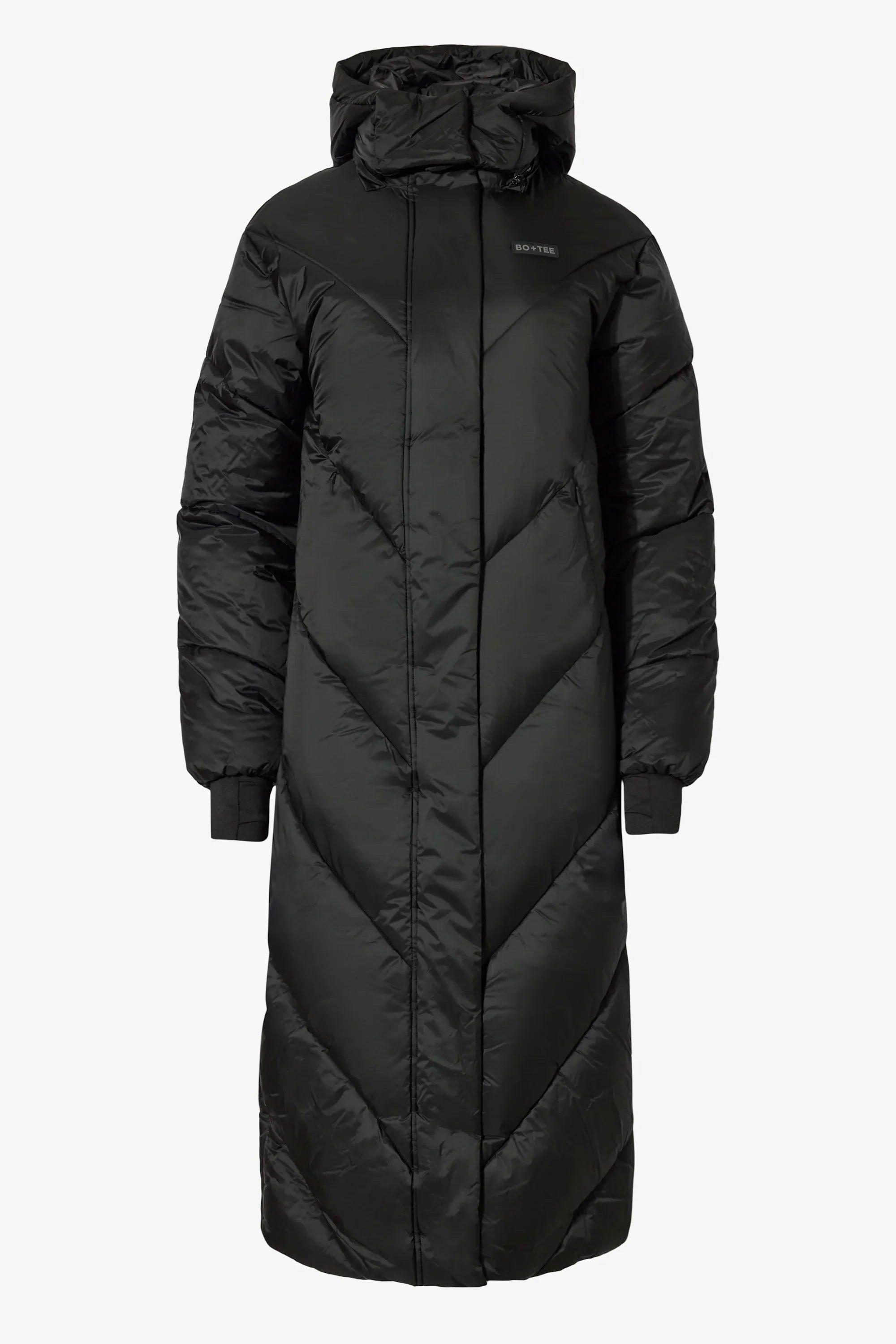 Waterproof Hooded Long Parka Coat in Black