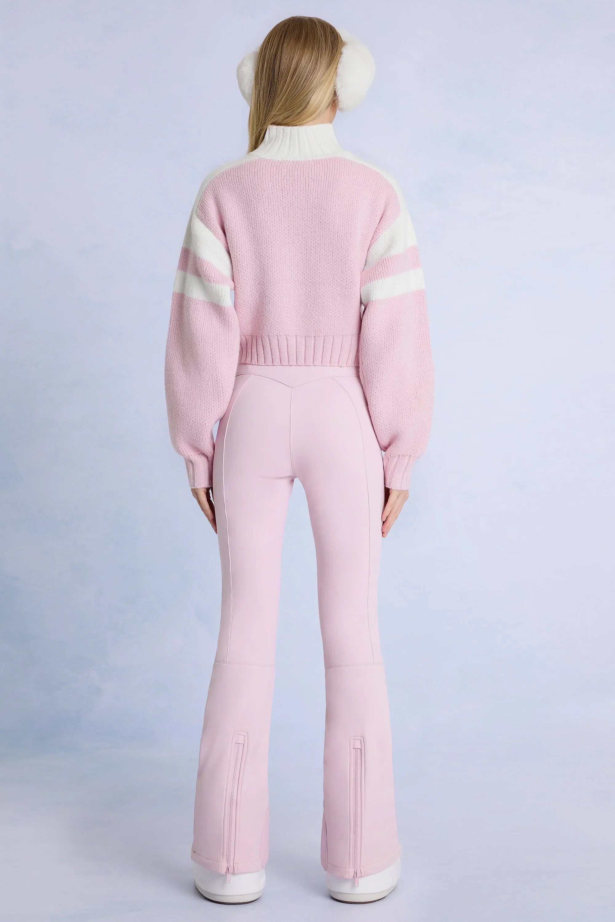 Waterproof Belted Ski Salopettes in Powder Pink