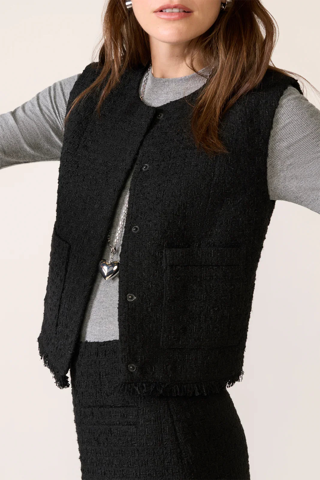 Winona Black Tweed Vest
