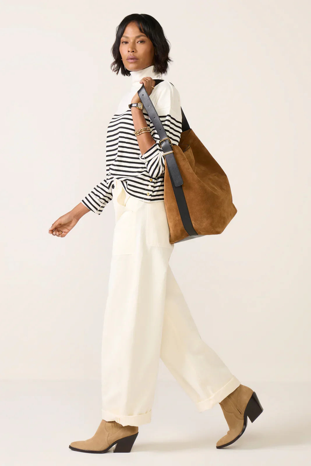 The Knit Rib Stripe Turtleneck